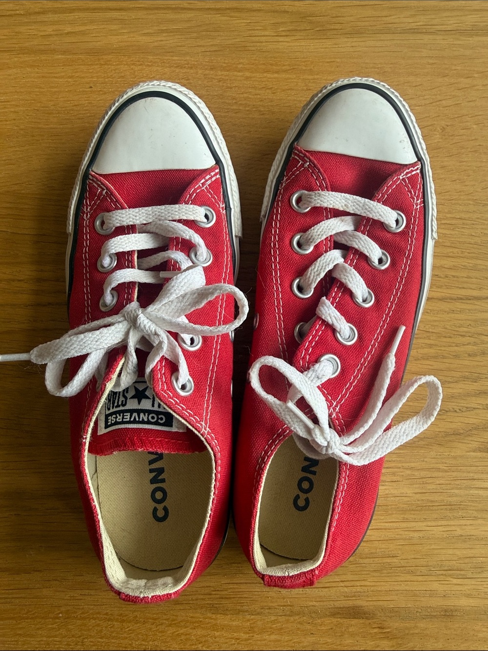 Converse  Red Canvas Low-Top Sneakers